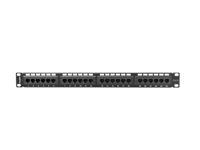 24 portos fekete patch panel 1U