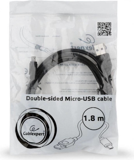 Duplaoldalú USB - Micro USB kábel 1,8m