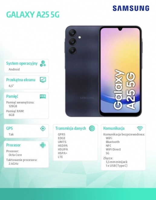 Okostelefon Samsung Galaxy A25 5G 6/128 GB fekete