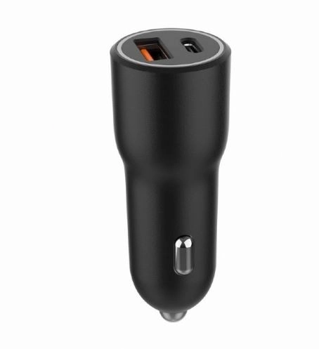 Autós USB töltő USB-A/USB-C 38W PD fekete
