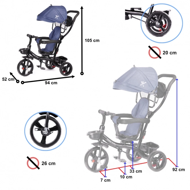 Szürke Trike Fix Lite háromkerekű bicikli – Tengerészkék