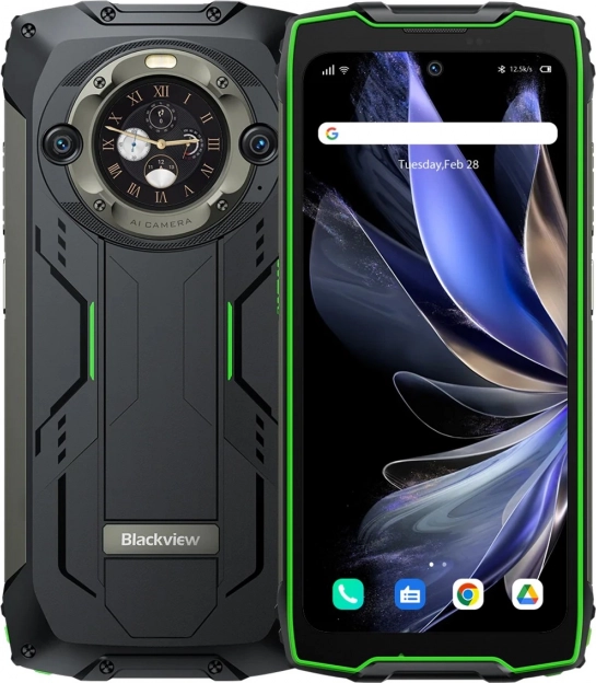 strapabíró Blackview okostelefon kettős kijelzővel és mesterséges intelligenciás kamerával