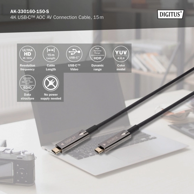 Hibrid AOC C típusú USB 3.1 kábel 4K 60Hz 15m