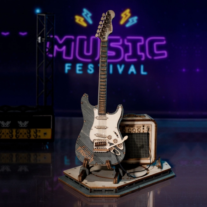 Fából készült 3D puzzle elektromos gitár Roboról