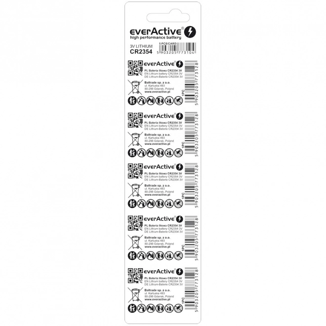 EverActive CR2354 lítium gombelemezek 5 darabos csomag