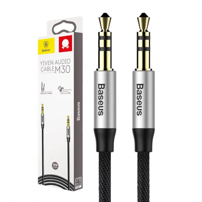 Baseus Yiven audio kábel mini jack 3,5 mm AUX, 1 m, fekete-ezüst