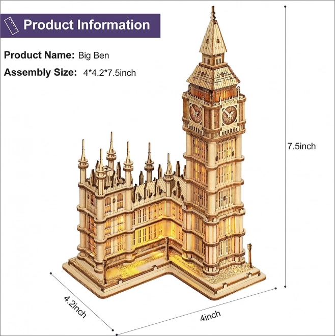 Világító fa 3D puzzle Big Ben torony