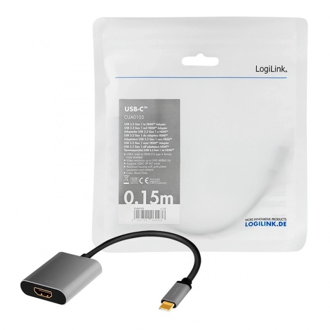 Usb-c hdmi adapter 4k 60hz alumínium 0.15 m