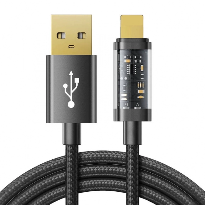 usb-a lightning töltőkábel 2,4a 2m fekete