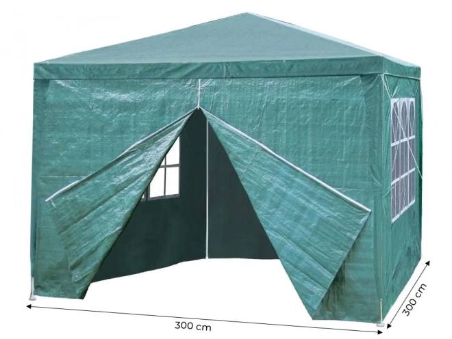 Kerti pavilon sátor 3x3 m, 4 oldalfal, zöld