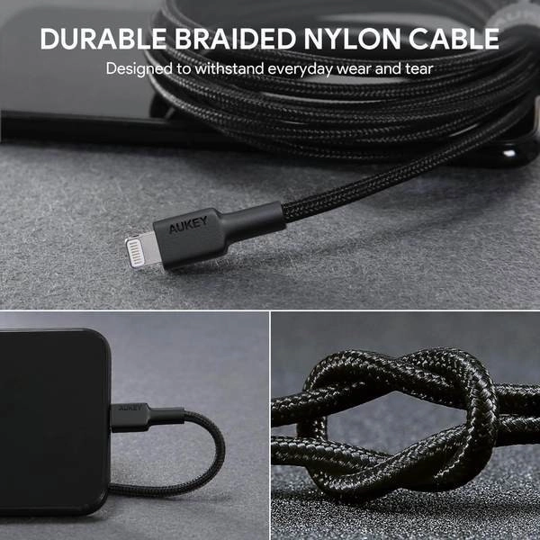 Nylon gyors töltő kábel Lightning-USB 2m Apple MFi tanúsítvány