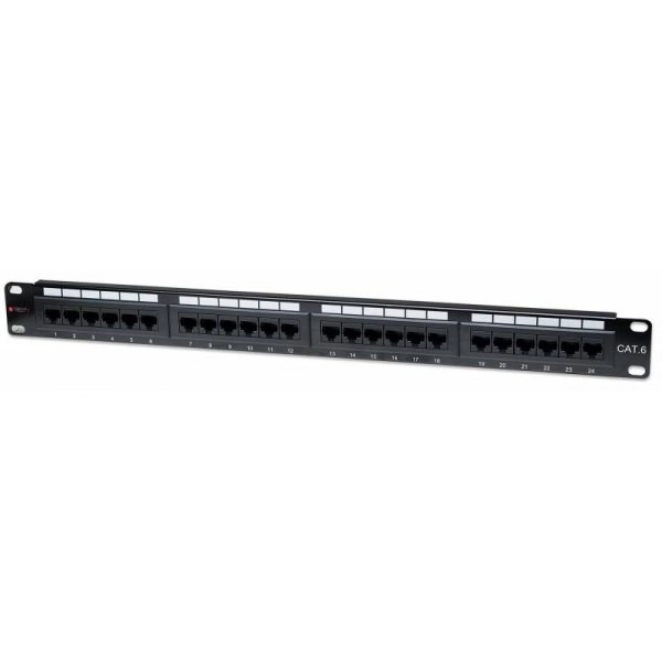 Patch panel 24 port RJ45 Cat.6 fekete