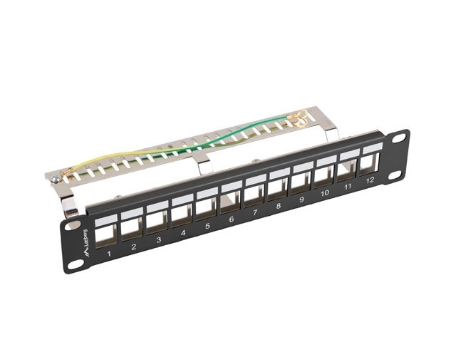 Patch panel Lanberg 12 port keystone modulos fekete