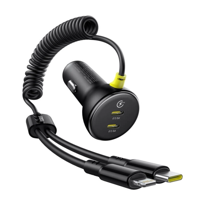 Baseus autós töltő 60W USB-C és Lightning kábellel
