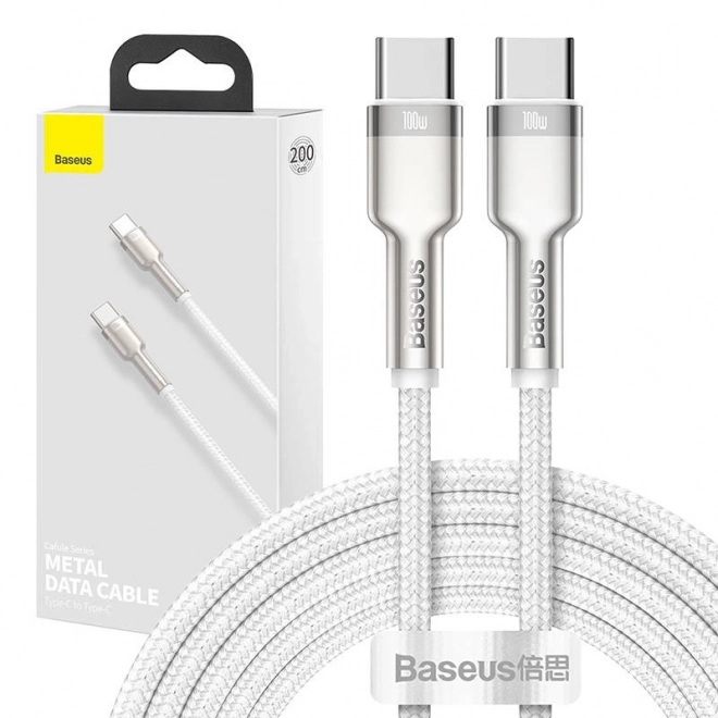 Baseus usb-c gyors töltőkábel, 100w, 2m, fehér