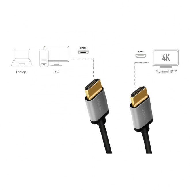 Alumínium HDMI kábel 4K 60Hz 1m Fekete