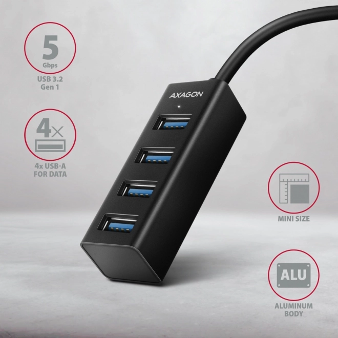 Axagon mini 4 portos USB-C hub 3.2 Gen 1