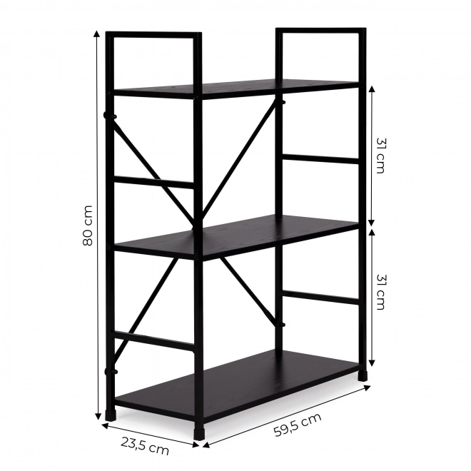 Loft design könyvespolc 3 polcos
