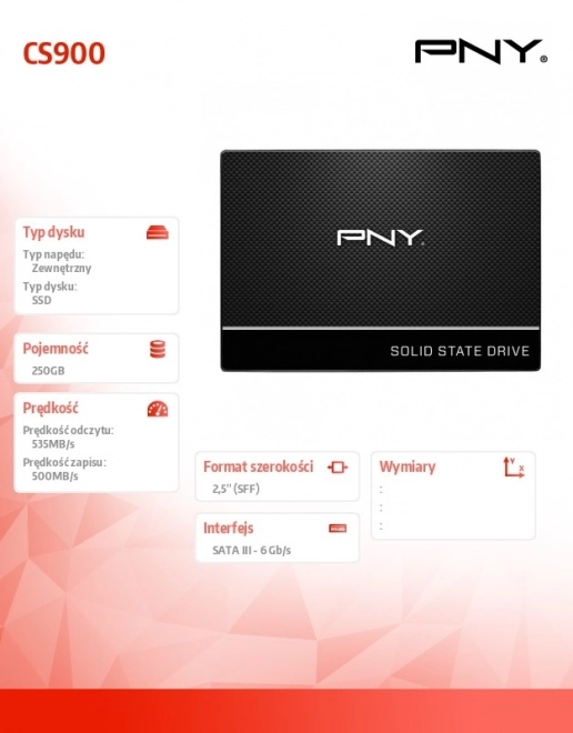 Pny CS900 SSD meghajtó 250GB