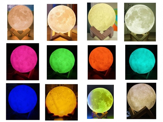 3D éjjeli lámpa RGB színes hold alakú gömb