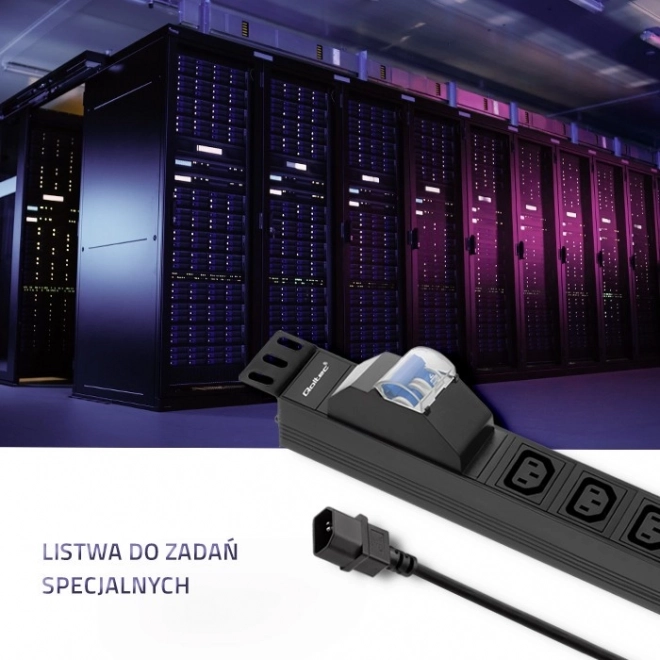 19 hüvelykes Rack tápcsík megszakítóval, 1U 10A PDU 8xIEC C13 2m