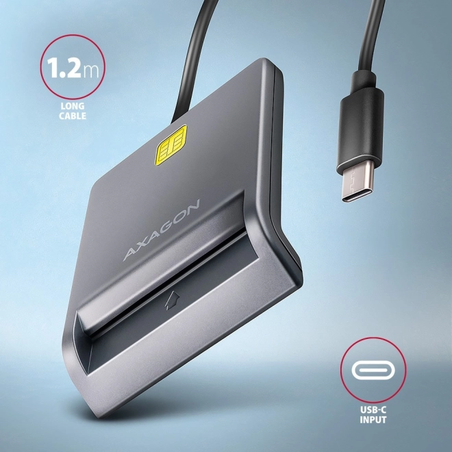 AXAGON USB-C azonosítókártya olvasó kábellel