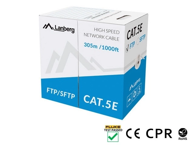 Szürke LCS SFTP Cat 5e Rézkábel 305 méter