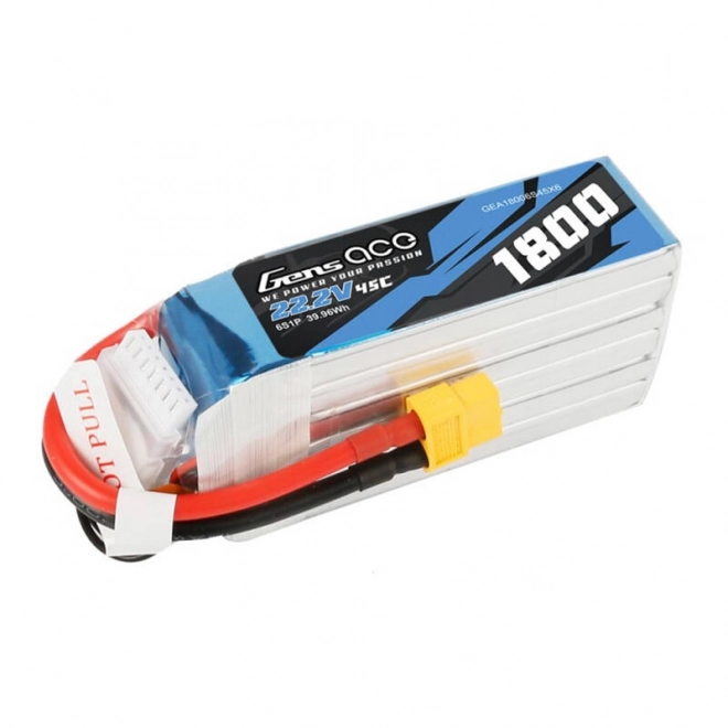 Gens Ace 1800mAh 22.2V nagy teljesítményű LiPo akkumulátor XT60 csatlakozóval