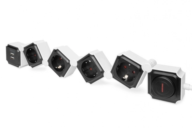 Rugalmas irodai áramelosztó 4 aljzattal és 2 USB porttal