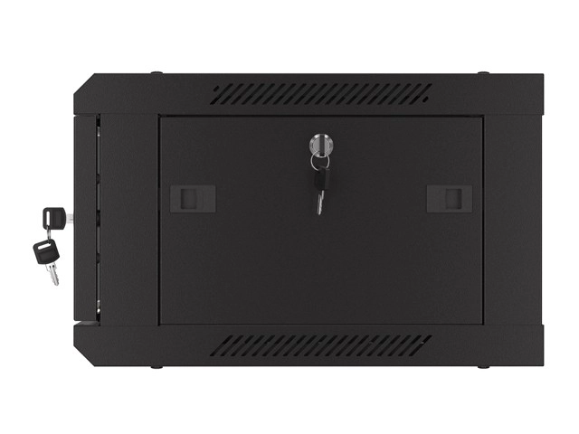 Fali rack szekrény 19 inch 4U perforált ajtóval fekete