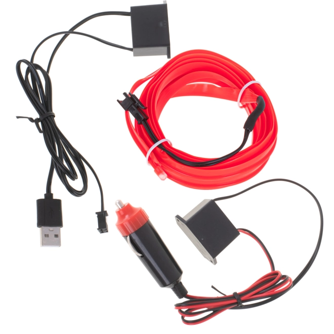Rugalmas piros EL/LED szál, 3 m