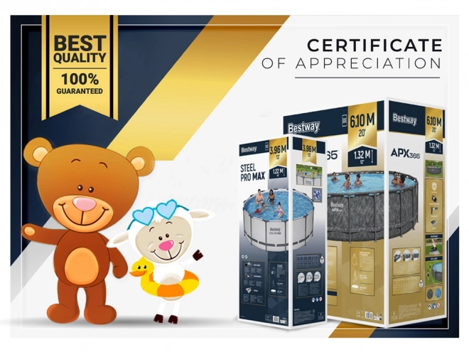 Stabil kerti medence, Bestway vázszerkezettel, átmérője 366 cm