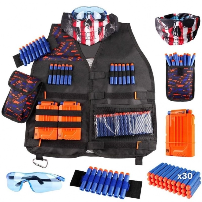 Nerf csatához taktikai készlet 30 lövedékkel és szemüveggel