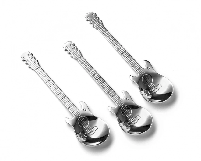 Gitár alakú fém teáskanál 3 db ezüst