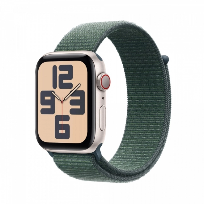 Apple Watch SE GPS + Mobilhálózat, 44 mm alumíniumtok éjfényes hegyi tó sport szíjjal