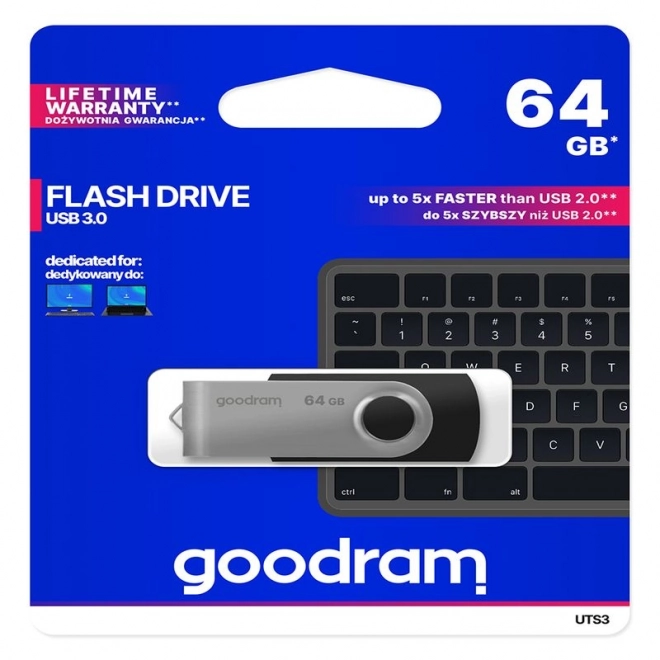 Twister fekete 64GB USB 3.0 pendrive