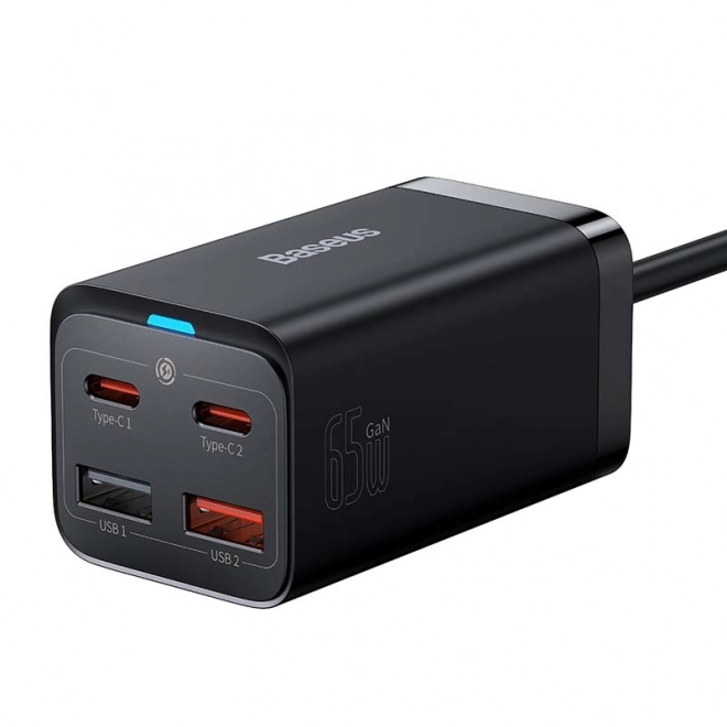 gyors töltő Baseus GaN3 Pro, 2x USB-C, 2x USB, 65W fekete