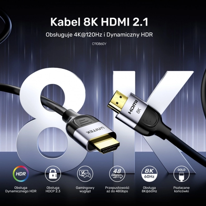 HDMI kábel 2.1 8K 60Hz 3m Unitek