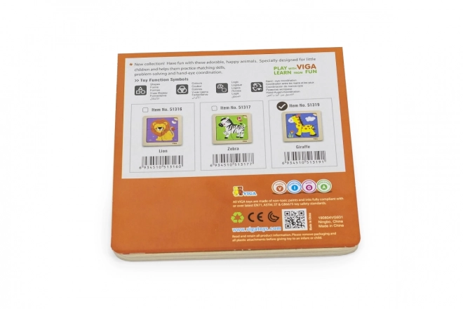 Viga fa puzzle zsiráf motívummal