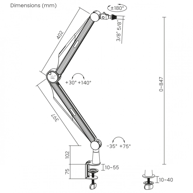 Professzionális mikrofonállvány 3/8" és 5/8" menettel