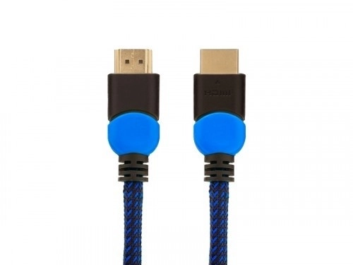 Nylon fonású kék-fekete HDMI 2.0 kábel 1,8m hosszú