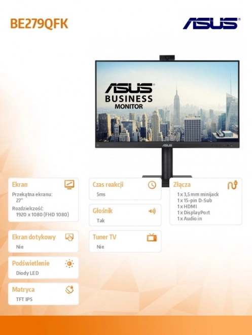 Monitor ASUS BE279QFK kamerával