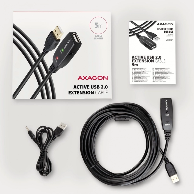 Axagon aktív USB 2.0 hosszabbítókábel repeater 5m