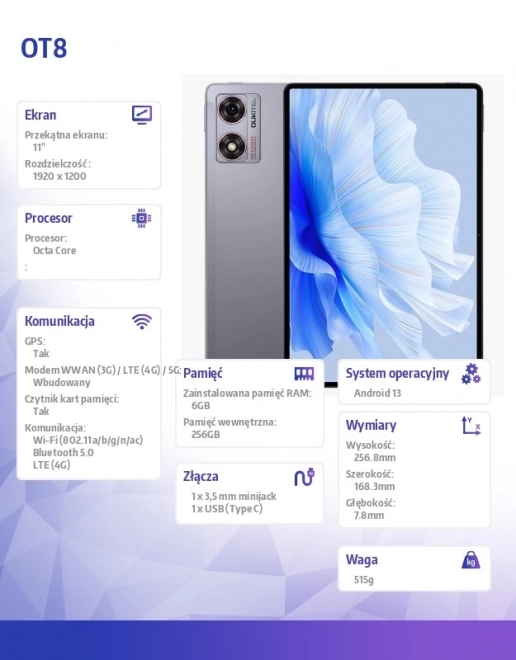 Szürke 11 hüvelykes Tablet 4G 6/256GB