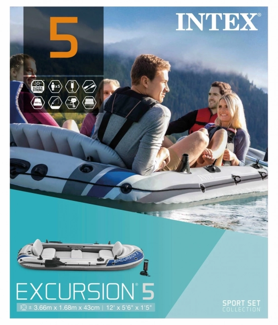 Felfújható csónak 5 személyes Excursion 5 evezőkkel és pumpával