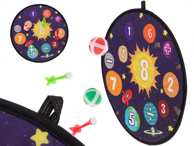 Gyerekeknek szánt űr darts játék tépőzáras labdákkal 36cm