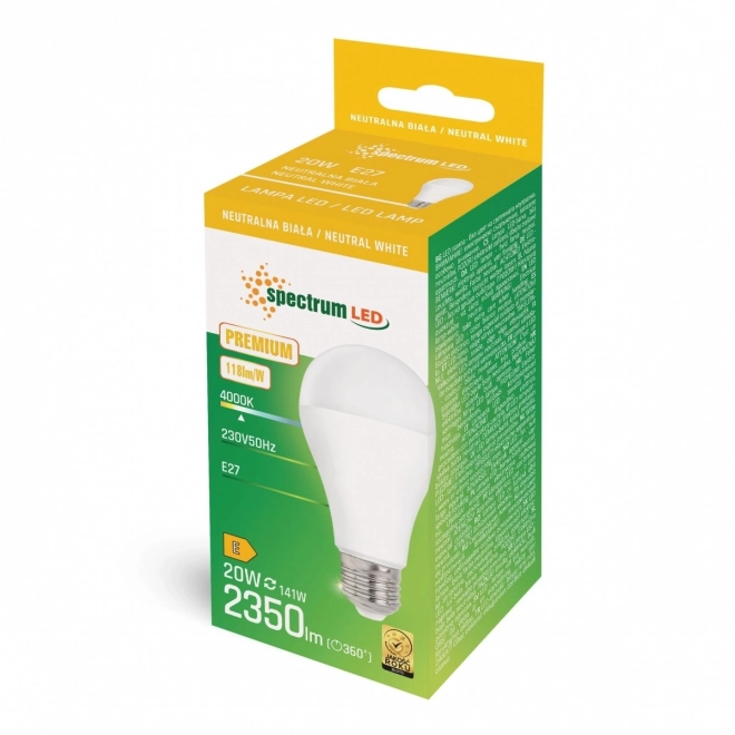 Led E27 gömb izzó 20W NW 4000K 2300lm