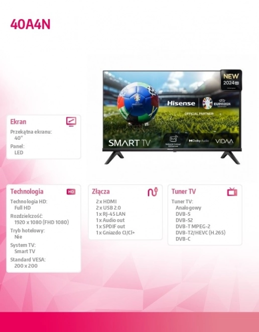 40 hüvelykes LED televízió 40A4N