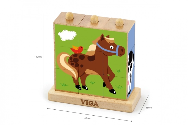 Viga fa puzzle háziállatok