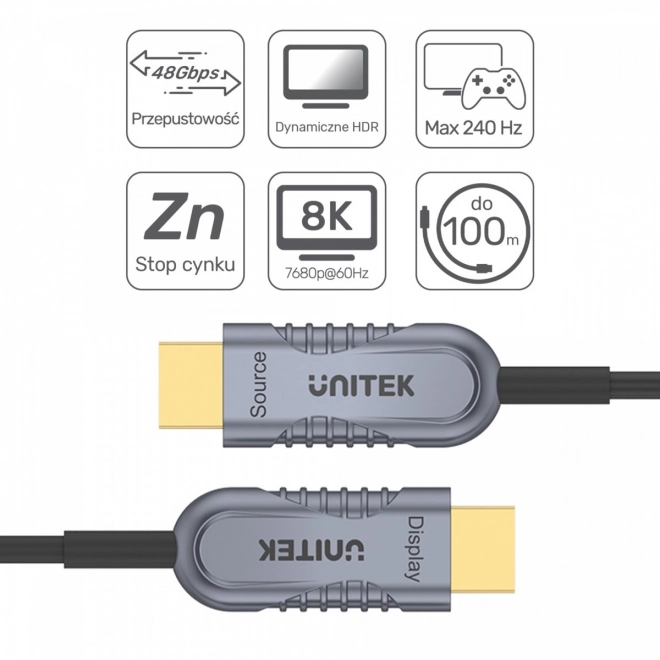 Unitek HDMI 2.1 AOC 10m optikai kábel